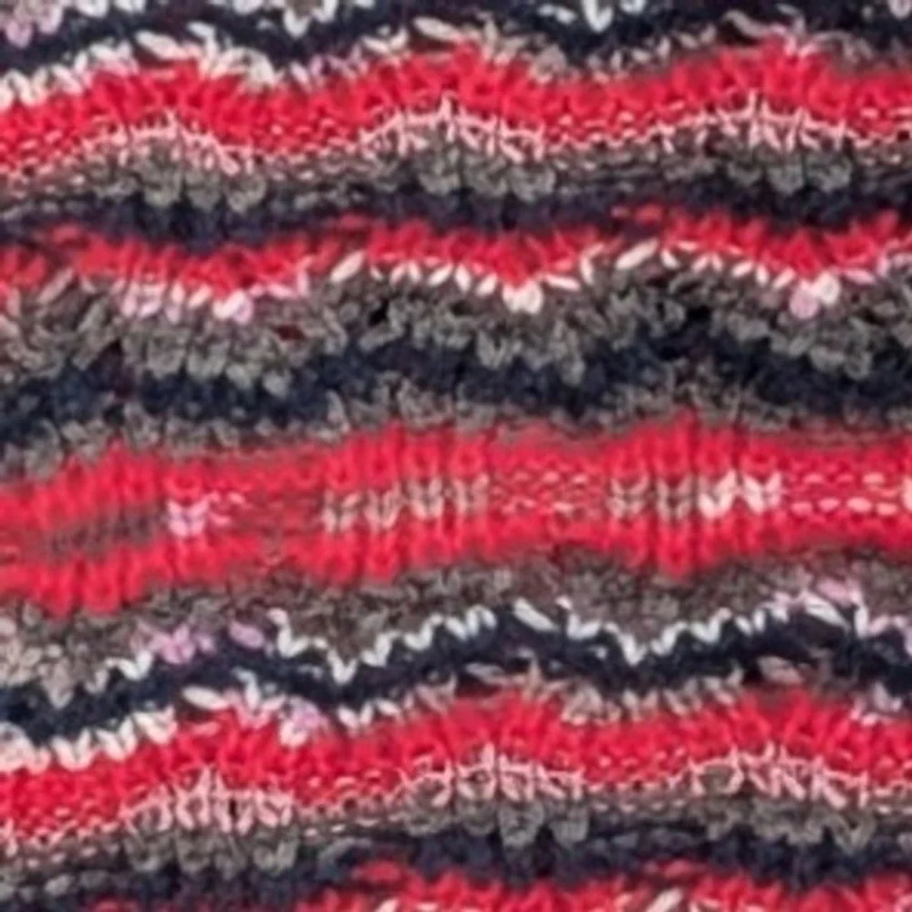 $298 TORY BURCH Lurex Stripe Knit Wool Blend Red Sweater Crew Neck Womens MEDIUM